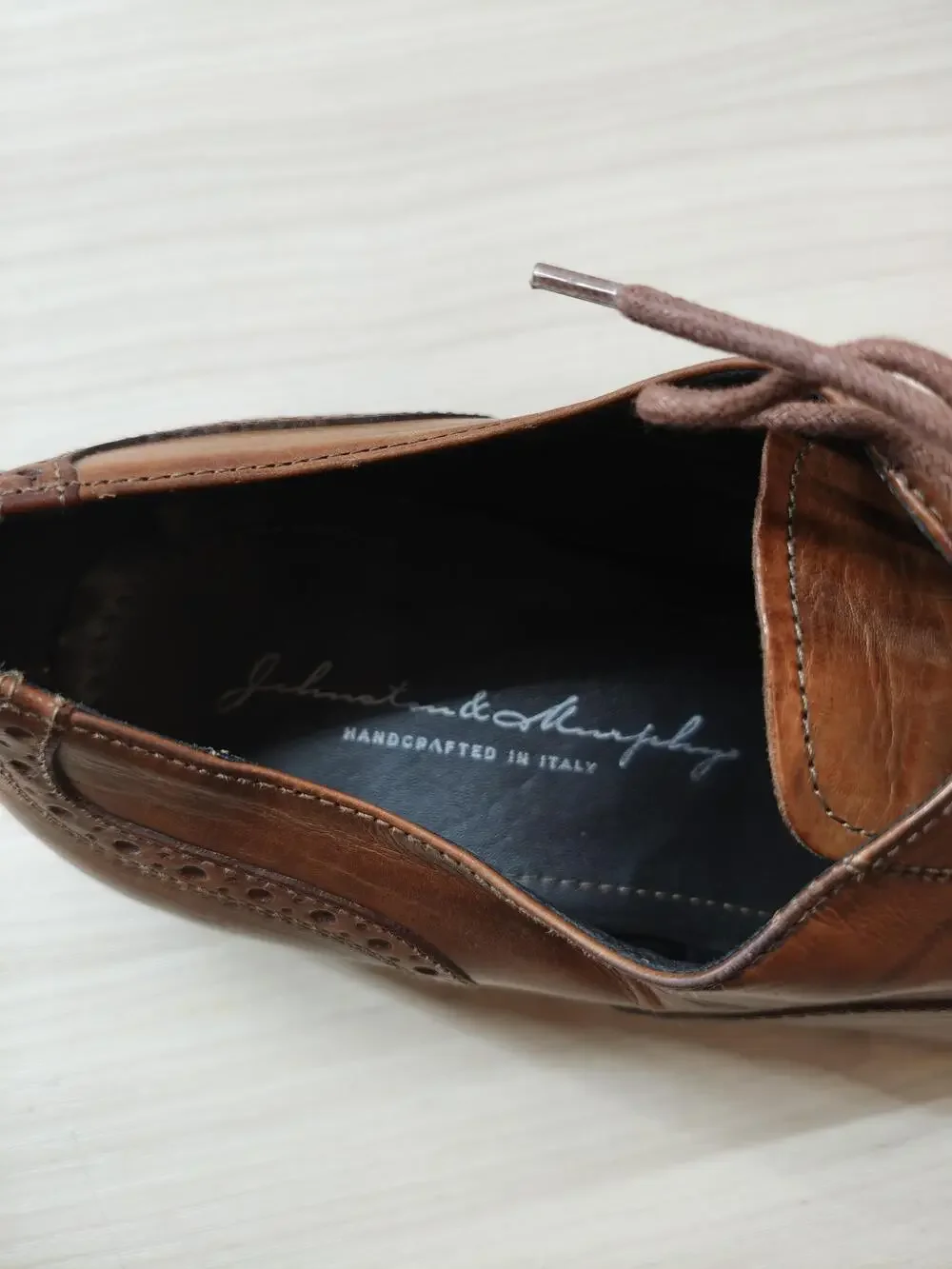 Johnston & Murphy Shoes Mens Size 12M Cap Toe Oxford Dress Handcrafted Made Ital